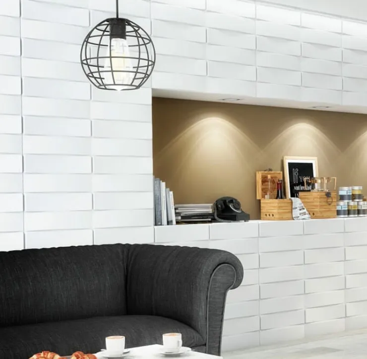 Aménagement d'un espace de coworking parement mur 3D